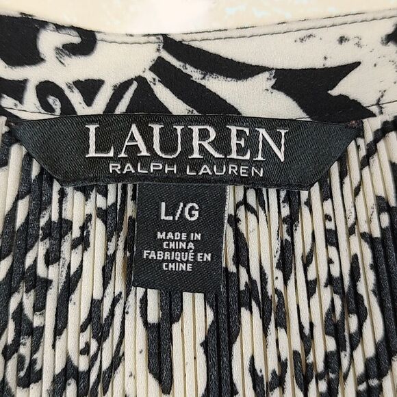 Lauren Ralph Lauren Black Label Paisley Micro Pleated Georgette Blouse Top - Picture 2 of 15